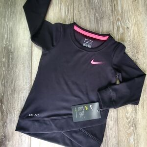 Nike Kids Black and Pink DRI-FIT long sleeve pullover top Size 2 & 3T